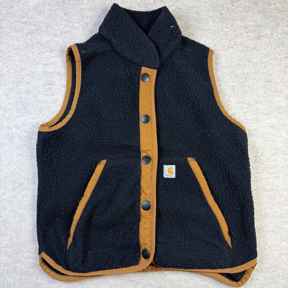 Carhartt Womens Relaxed Fit Sherpa Fleece Vest Black Brown OV4995-W XS